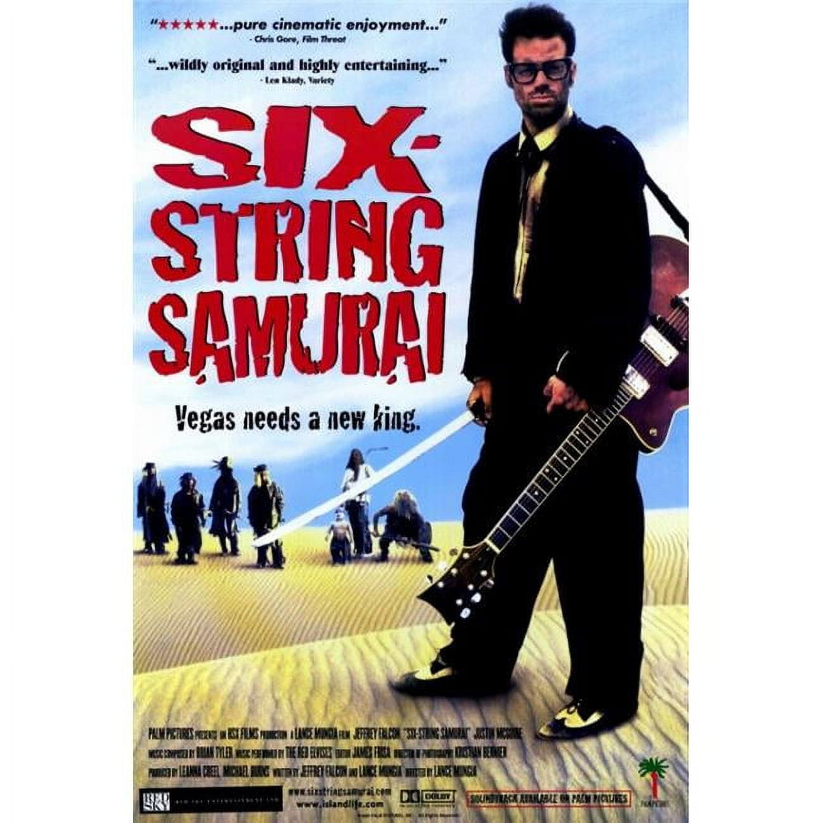 Six-String Samurai movie poster print in vibrant colors, 27x40 size.