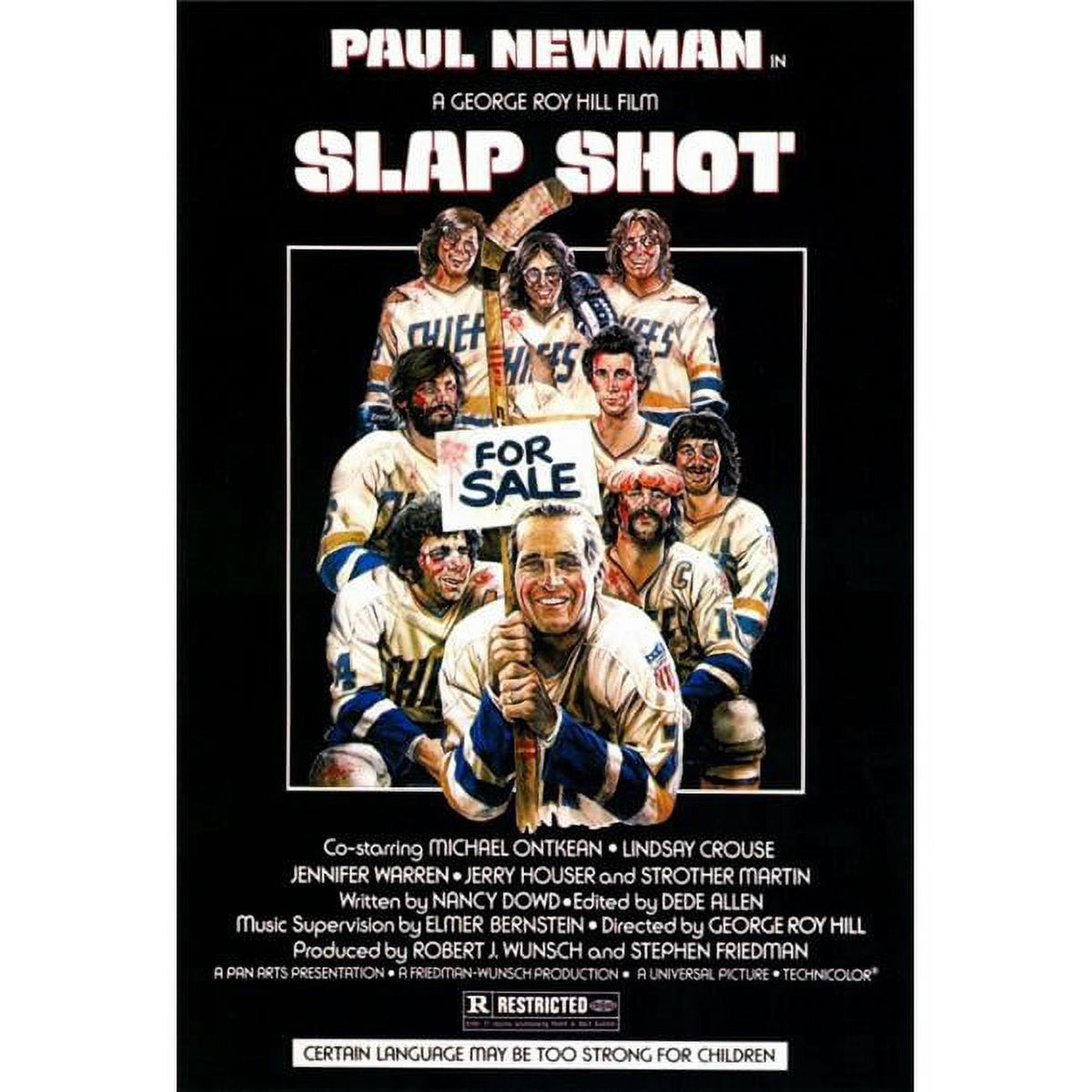 Slap Shot Movie Poster Print showcasing iconic hockey scenes.