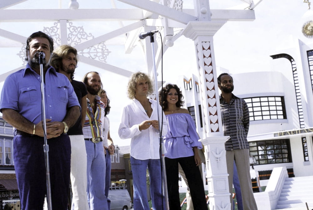 The Bee Gees and Peter Frampton iconic photo print.