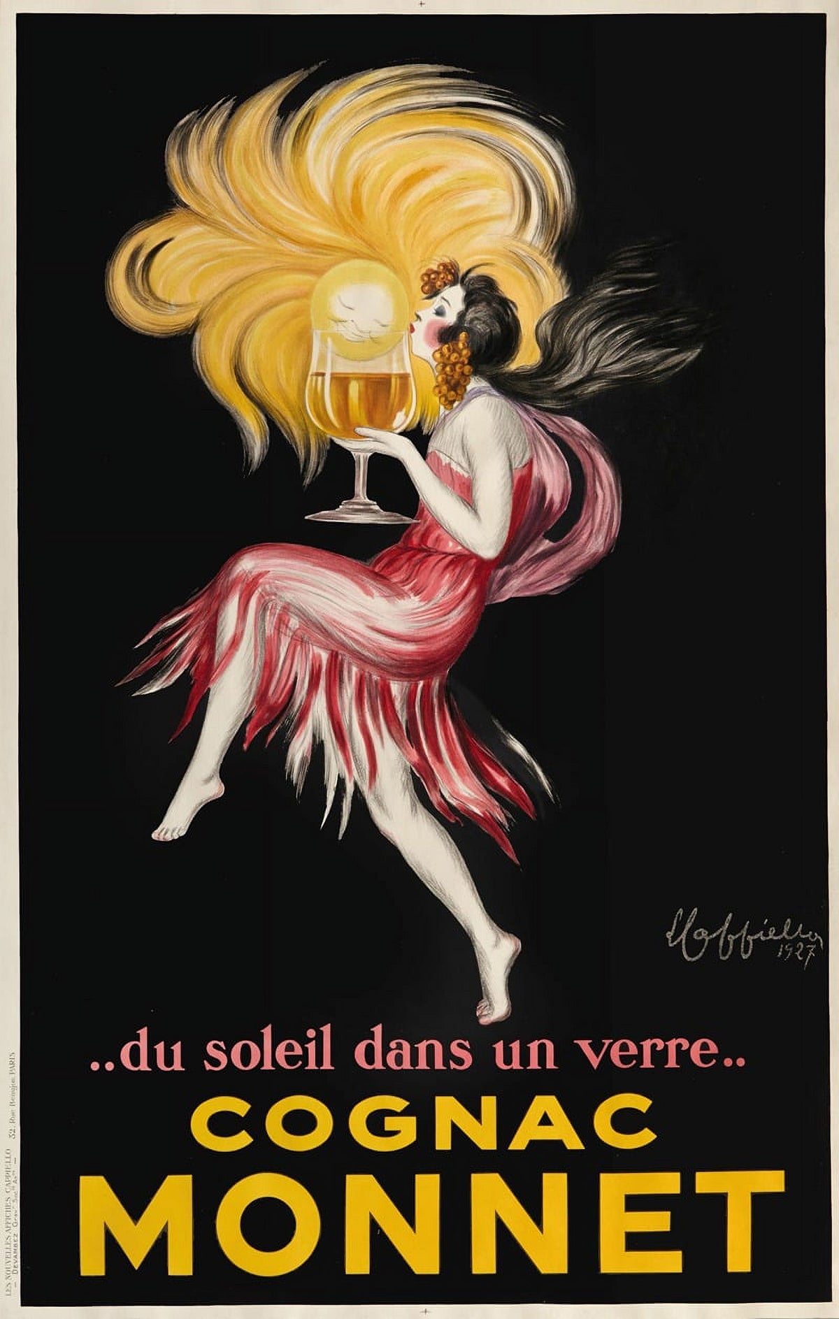 Cognac Monnet vintage poster print by Leonetto Cappiello showcasing vibrant colors and classic design.
