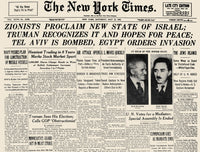 Creation of Israel 1948 New York Times front page poster print