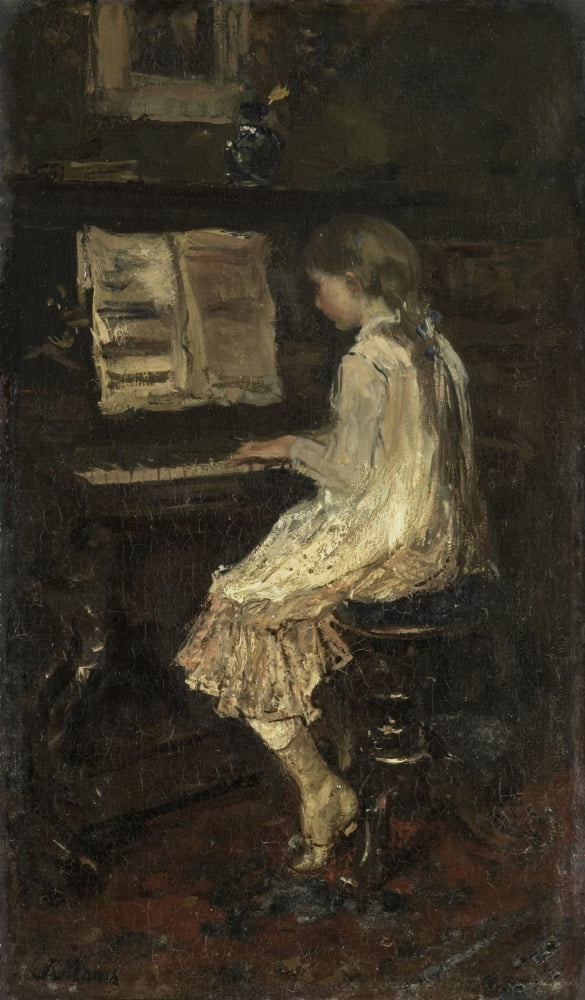 Fine art print of 'Girl At The Piano' by Jacob Maris, 1879 Dutch painting