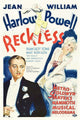 Reckless movie poster featuring William Powell and Jean Harlow, vintage 1935 film art.