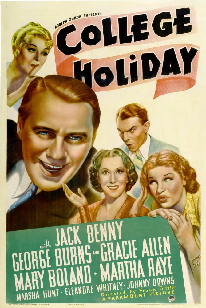 College Holiday Movie Masterprint Poster featuring Mary Boland, Jack Benny, Gracie Allen, George Burns, Martha Raye - 1936