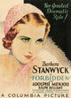 Forbidden 1932 movie poster featuring Barbara Stanwyck in vintage style.