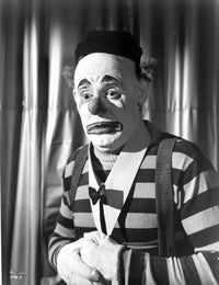 Emmett Kelly clown photo print in vintage style.