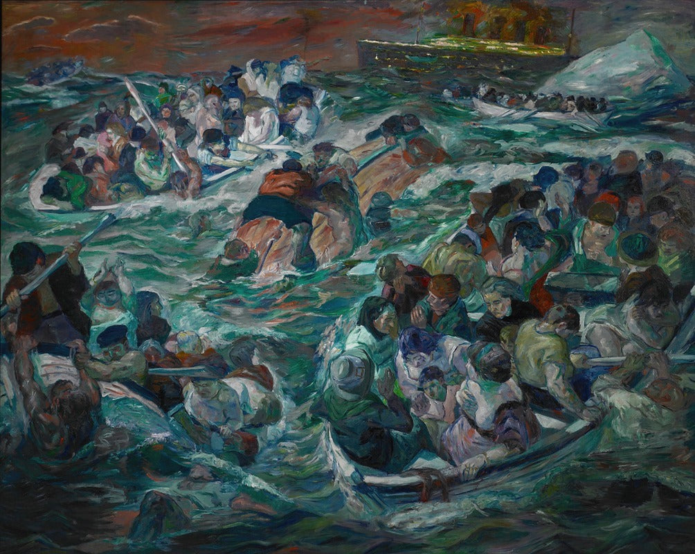 Sinking of the Titanic Fine Art Print by Max Beckmann