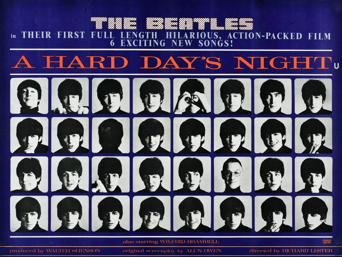 A Hard Day's Night Movie Poster Masterprint featuring the Beatles