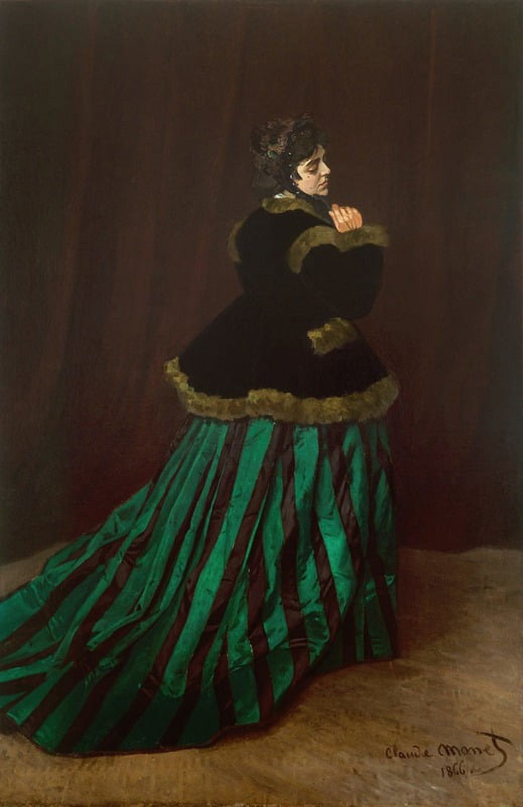 Camille The Woman in the Green Dress Poster Print by Claude Monet