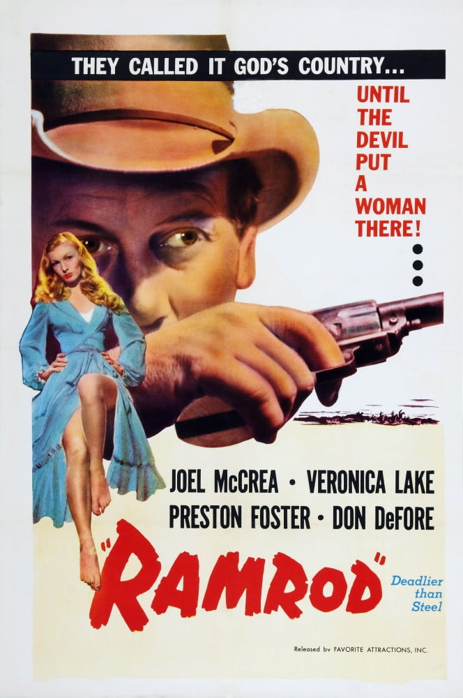 Ramrod movie masterprint poster featuring Joel McCrea and Veronica Lake from 1947.