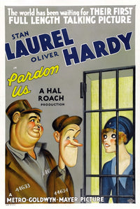 Pardon Us movie poster featuring Laurel and Hardy, 1931 classic film.