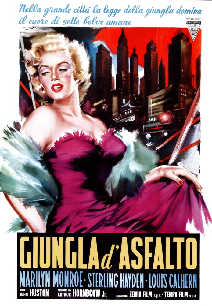 The Asphalt Jungle movie poster print featuring Marilyn Monroe from 1950.