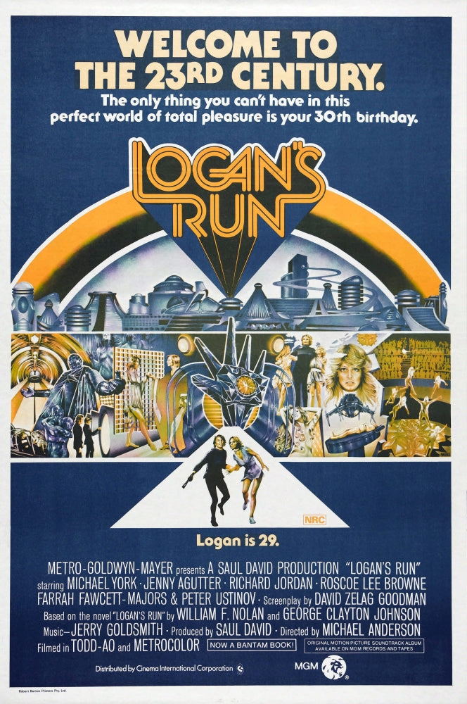 Logan's Run movie masterprint poster featuring Michael York and Jenny Agutter.