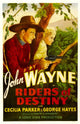 Riders of Destiny movie poster print featuring John Wayne and Cecilia Parker.