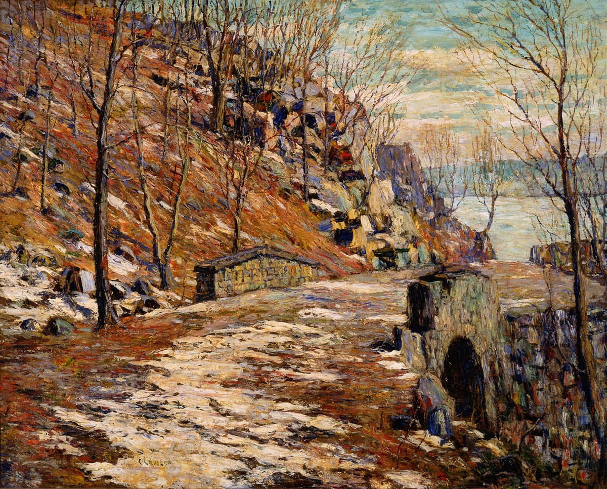 Road Down the Palisades Poster Print by Ernest Lawson, showcasing a serene landscape.