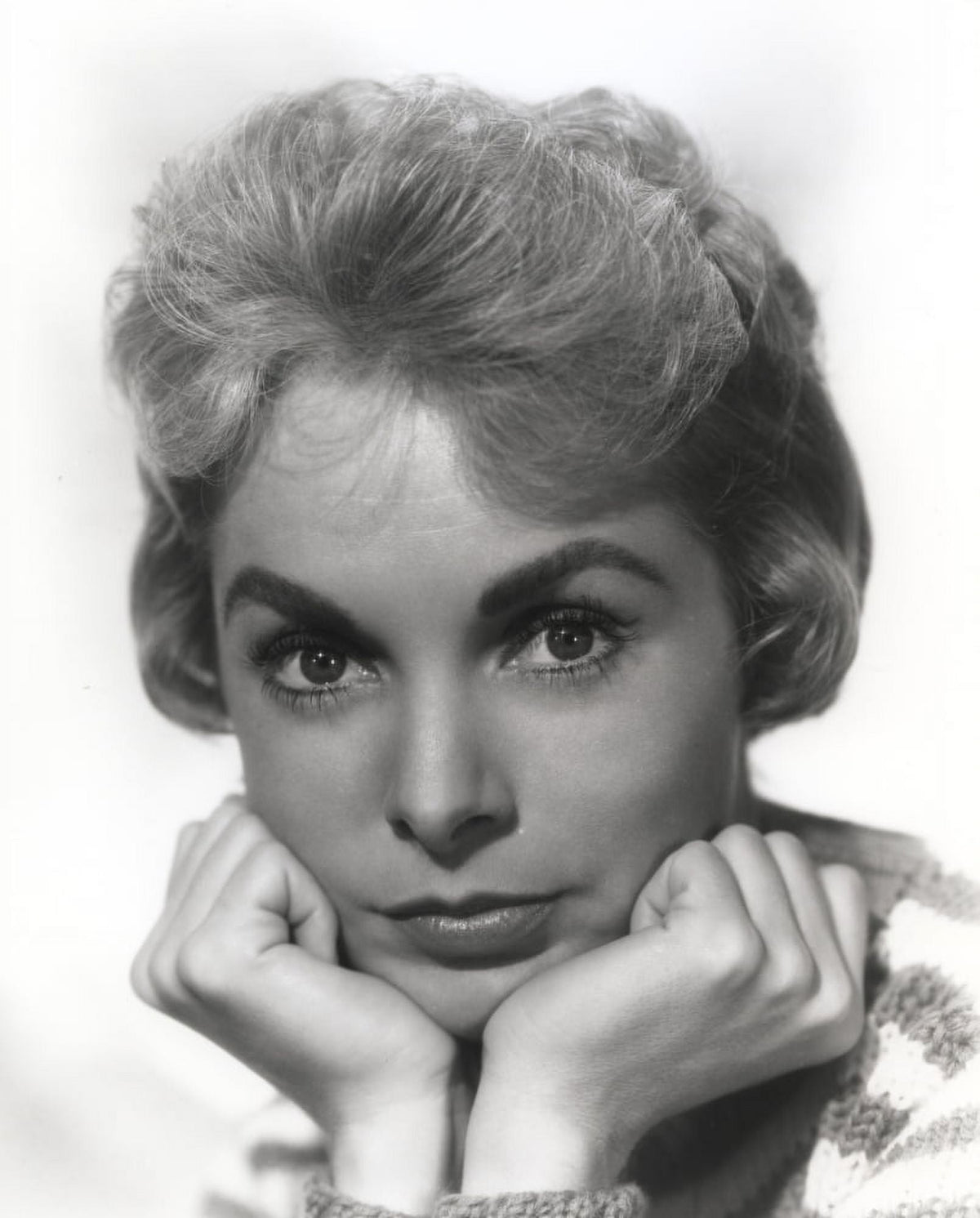 Janet Leigh portrait in striped knitted sweater photo print