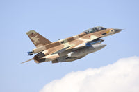 F-16D Barak of the Israeli Air Force taking off from Ovda Air Base poster