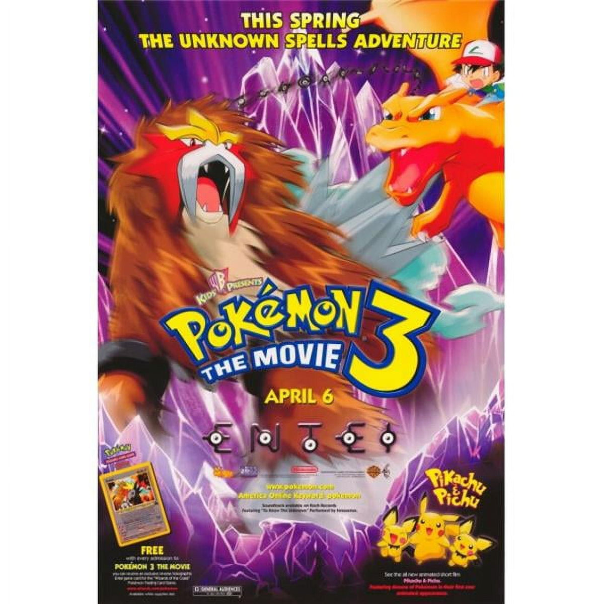 Pokémon 3: The Movie Poster Print 27x40 featuring vibrant characters.