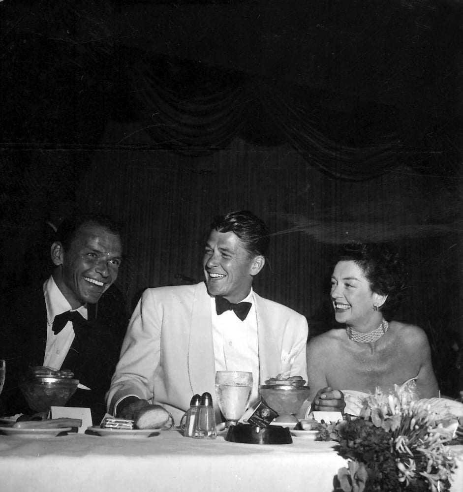 Frank Sinatra, Ronald Reagan, and Rosalind Russell photo print