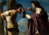 Apollo and Marsyas poster print by Bartolomeo Manfredi, classic art