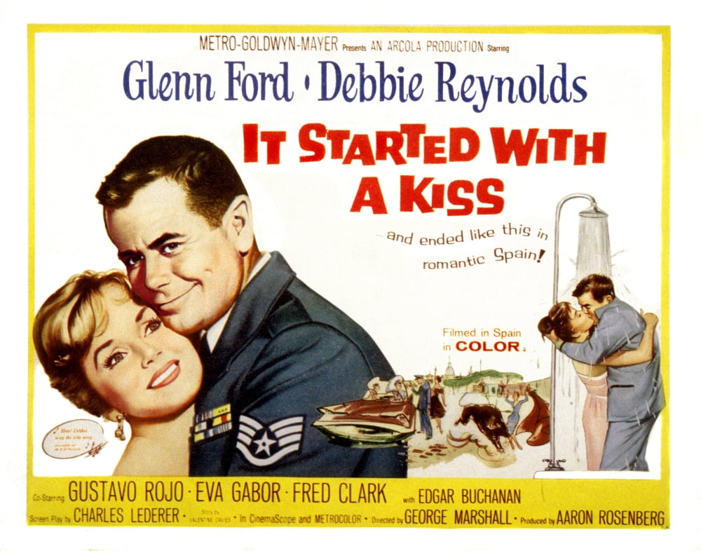 It Started With A Kiss movie poster print featuring Glenn Ford and Debbie Reynolds.