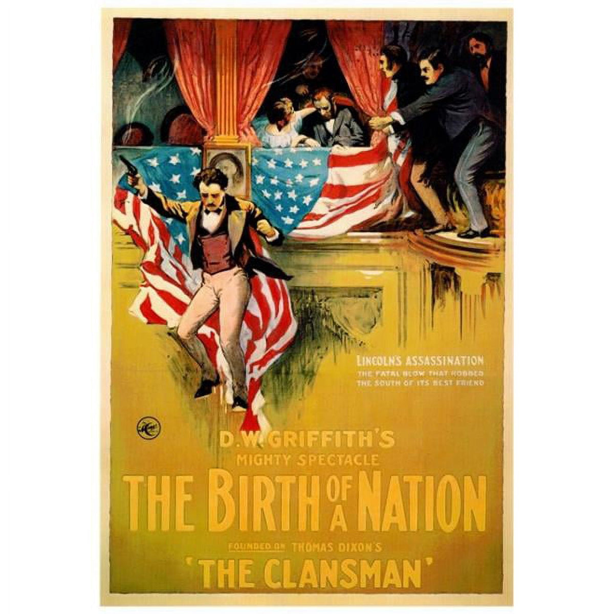 The Birth of a Nation movie poster print, 27x40, historical film art.