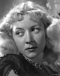 Portrait of Gloria Grahame with curly hair and red lipstick photo print.