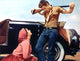 Giant From Left movie poster print featuring Elizabeth Taylor and James Dean.