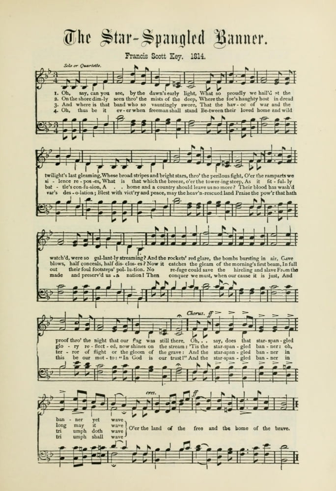 Star Spangled Banner Poster Print - Songs that Never Die 1894 by Francis Scott Key
