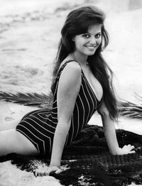 Claudia Cardinale Striped One-Piece Photo Print