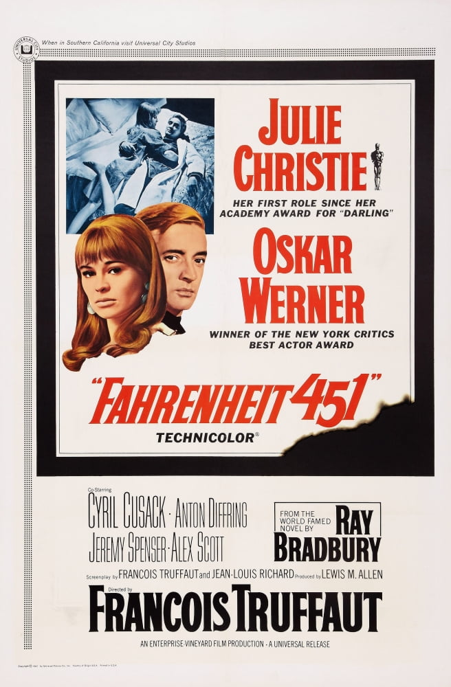 Fahrenheit 451 movie masterprint poster featuring Julie Christie and Oskar Werner