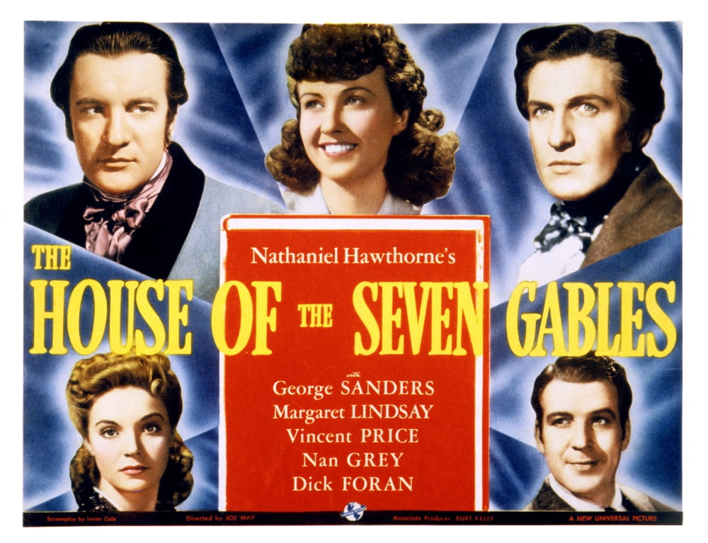The House of the Seven Gables 1940 movie poster print featuring George Sanders, Vincent Price, and Margaret Lindsay.