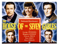 The House of the Seven Gables 1940 movie poster print featuring George Sanders, Vincent Price, and Margaret Lindsay.