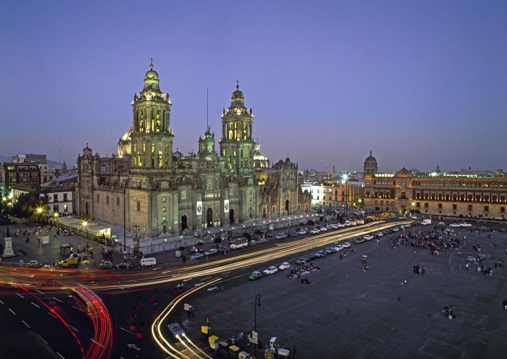 Zocalo Square Metropolitan Cathedral and Government Palace Poster Print
