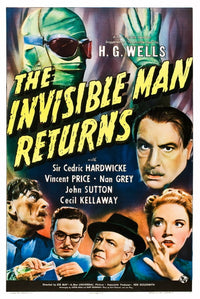 The Invisible Man Returns movie masterprint poster featuring Vincent Price and classic film elements.