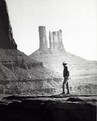 John Wayne on location in Utah photo print showcasing classic cinema.