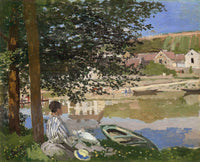 On the Bank of the Seine, Bennecourt art print by Claude Monet, vibrant landscape scene
