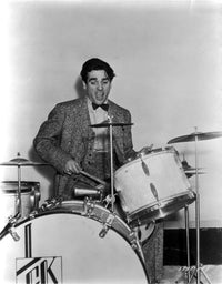 Gene Krupa playing the drums photo print in action.