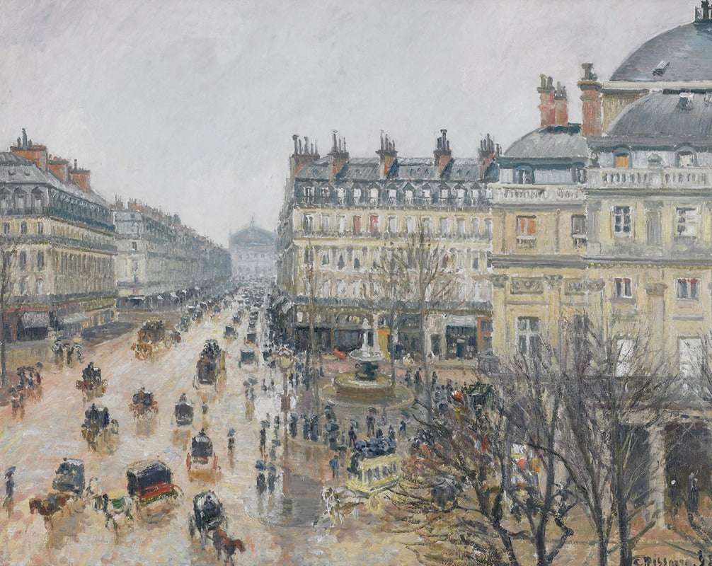 Place du Théâtre Français Paris Rain Poster Print by Camille Pissarro
