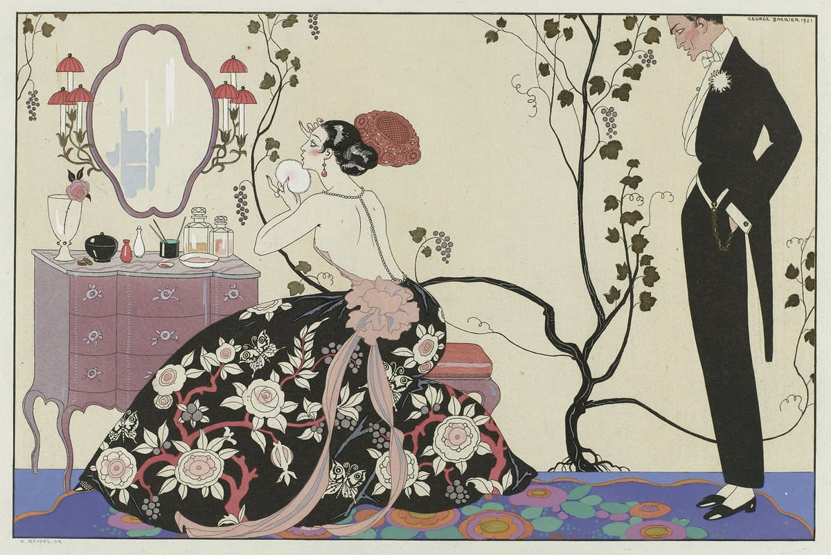 Le Grand Decolletage art print by George Barbier, 1921, showcasing elegance and beauty.