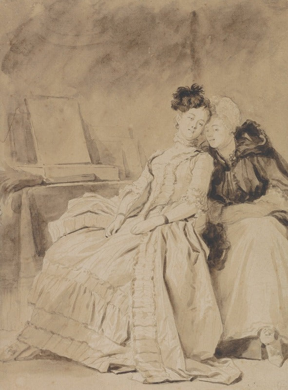 The Intimate Conversation Art Print by Jean-Honoré Fragonard, available in multiple sizes.