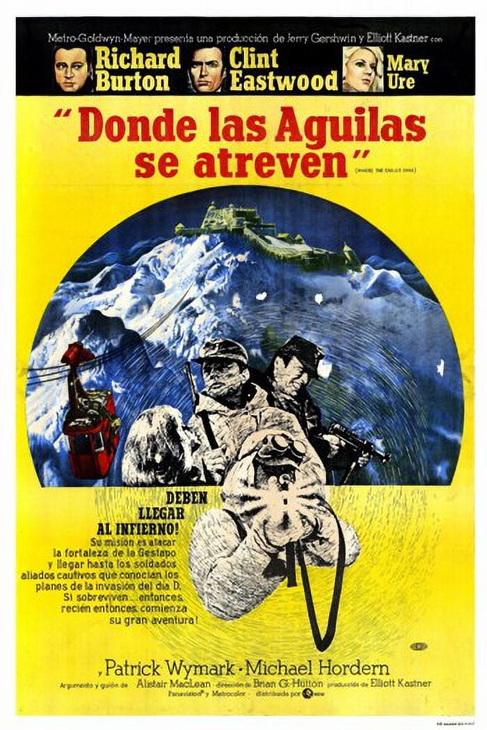 Where Eagles Dare movie poster captured in vibrant detail, perfect for film enthusiasts.