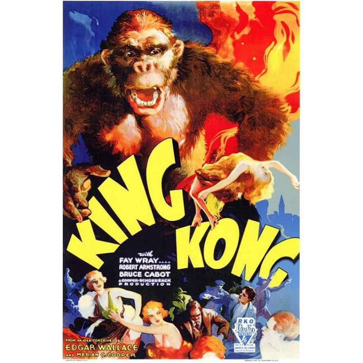 King Kong Movie Poster Print in 27x40 size, iconic film art.