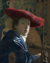 Girl with the Red Hat fine art print by Johannes Vermeer, 1665-66, Dutch painting.