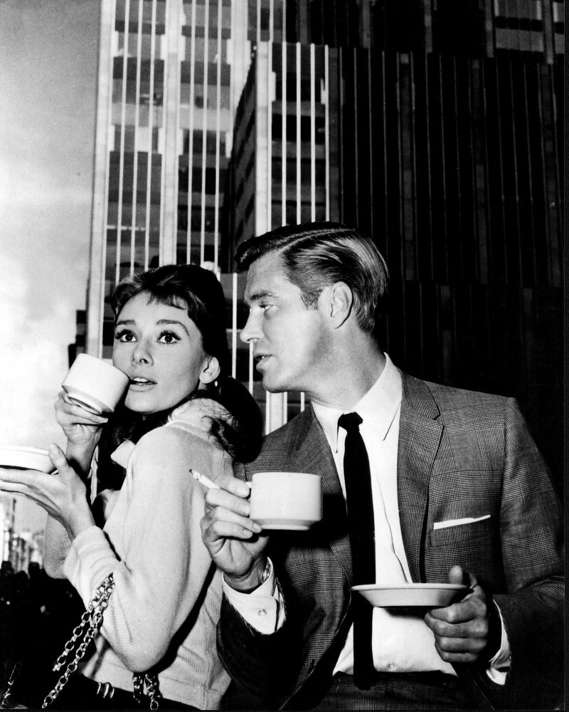 Audrey Hepburn and George Peppard coffee scene print from Breakfast at Tiffany's