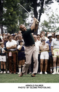 Arnold Palmer action photo print in golf attire.
