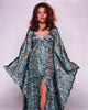Diana Riggs photo print in blue pattern dress, available in multiple sizes.