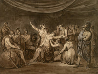 Achilles Oath to Avenge Patroclus Print by Bartolomeo Pinelli