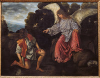 Archangel Raphael poster print featuring Tobias and the Angel, vibrant artwork.