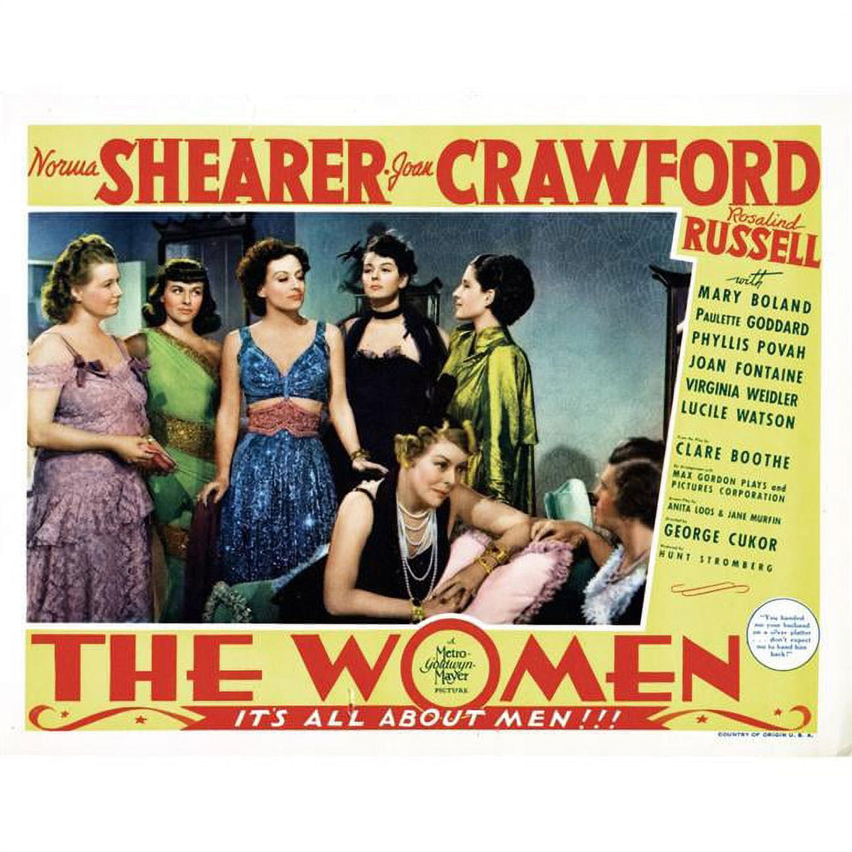 The Women movie masterprint poster featuring Phyllis Povah, Paulette Goddard, Joan Crawford, Rosalind Russell, Mary Boland, and Norma Shearer